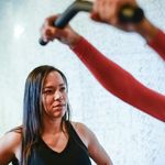 Person focusing before a workout session